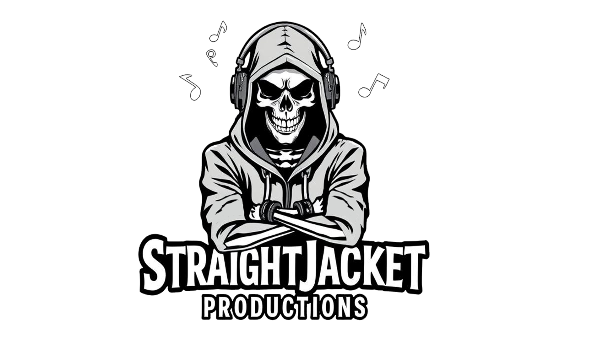 StraightJacket Productions skull logo